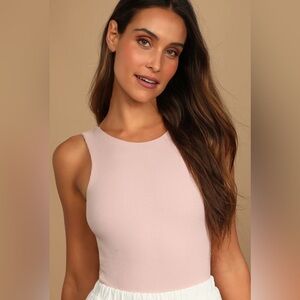 Lulus high neck bodysuit (light pink)